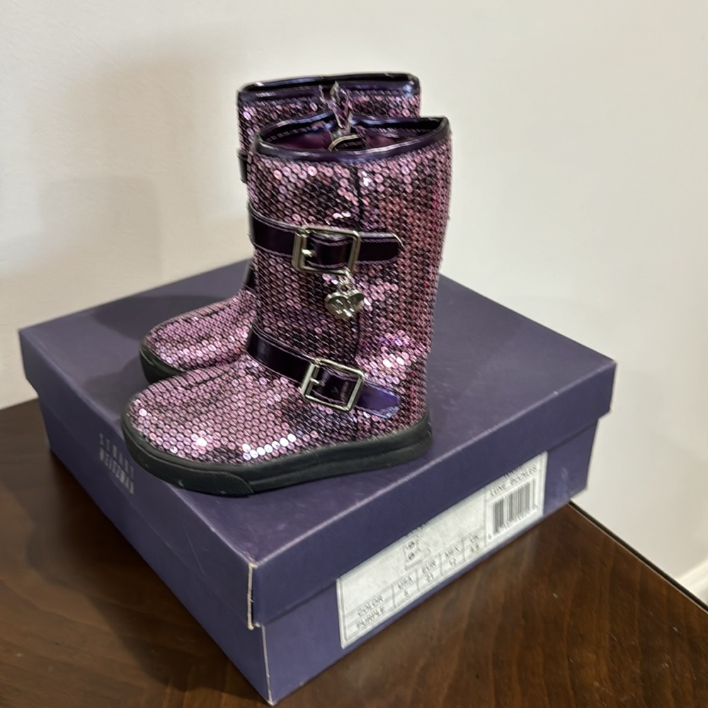 Stuart weitzman Sparkly Purple Sequin Boots size 5